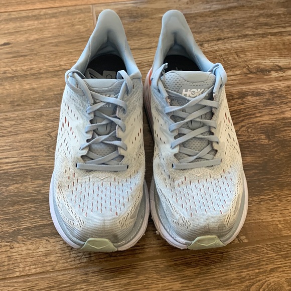 Hoka One One Shoes - Hoka Clifton 8 Sneakers Woman's Size 9.5 B Running Shoes Trainers Light Blue